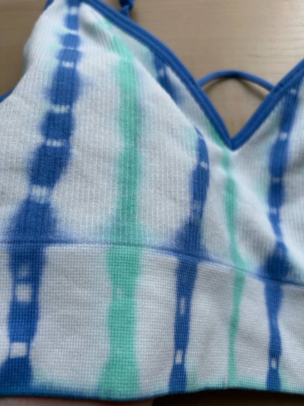 Xhilaration Green Blue Tie Dye Strappy Bralette XL - Picture 3 of 4